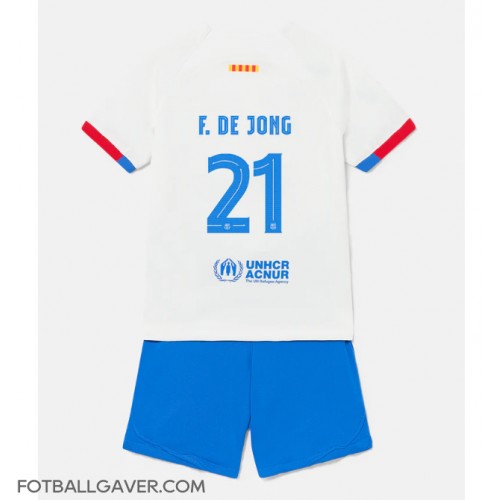 Barcelona Frenkie de Jong #21 Fotballklær Bortedraktsett Barn 2023-24 Kortermet (+ korte bukser)